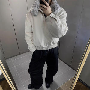 <span class=keywords><strong>Veste</strong></span> pour homme de haute qualité, motif cœur, style streetwear, en coton rembourré, imitation fourrure de loup, imprimé décharge, motif loup royal - Product Image 2