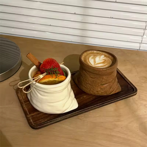 Creative Retro Handmade Cloth Bag <b>Ceramic</b> Mug Simple Niche High-value Exquisite Coffee Hand-held <b>Cup</b> - Product Image 2