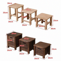 Tabouret de rangement en bois portable et peu encombrant avec tiroir, pouf en bois avec boîte de rangement