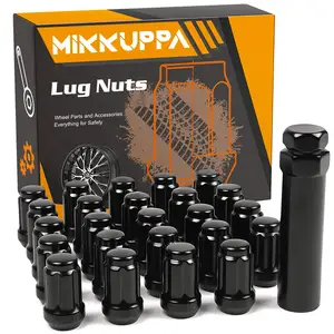 MIKKUPPA 24pcs M12x1.5凸耳螺母-丰田4转轮的更换，售后市场车轮-带插座的黑色封闭端凸耳螺母