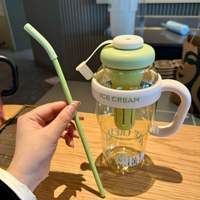 Bouteille en plastique réutilisable écologique de 1200 ml avec bouchon à paille, design mignon pour enfants, idéale pour la gym et le camping, compatible lave-vaisselle, vente en gros