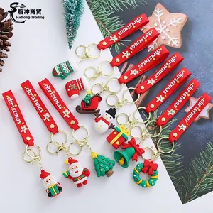 Aangepaste Kerstversiering Geschenken Polsbandje Zachte Pvc Sleutelhanger Accessoires Siliconen Rubber Sleutelhangers 3d