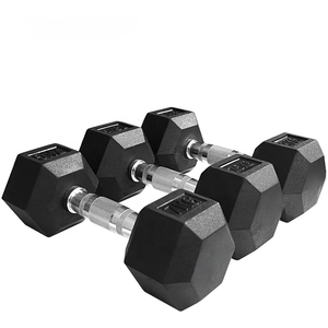 Venta al por mayor de fábrica: Nuevo set de mancuernas hexagonales de goma antideslizantes unisex, equipo de <span class=keywords><strong>gimnasio</strong></span> de peso libre, con logotipo personalizado, ¡compre online! - Product Image 1
