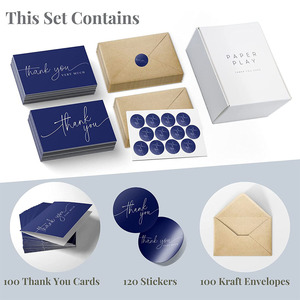 Tarjetas de Agradecimiento Plegables con Sobres y Pegatinas, Ecológicas, Reciclables, Minimalistas, con Notas en <span class=keywords><strong>Cursiva</strong></span>, para Cumpleaños y Cualquier Ocasión - Product Image 3