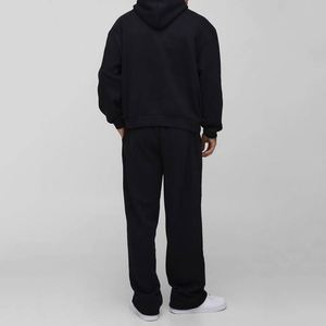 Sweat-shirt à capuche noir avec motif étoile, pantalon de survêtement ample et droit, style Y2K, personnalisation du motif, ensemble deux pièces pour homme - Product Image 2