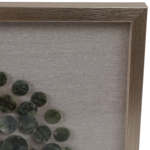 Arte murale contemporanea con accenti di dischi verdi a strati in cornice quadrata per l'arredamento del soggiorno - Product Image 5