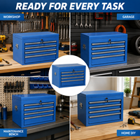 Meilleures ventes : Armoire à outils métallique robuste en acier revêtu, portable, à couvercle rabattable, multi-tiroirs, verrouillable, avec poignée de transport