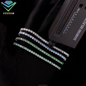 In Stock 925 Silver Hip Hop Jewelry 2mm to 5mm VVS Moissanite Diamond Round Brilliant Cut Tennis Chain Bracelet Blue <b>Green</b> <b>Gift</b> - Product Image 5