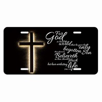 Couverture de plaque d'immatriculation chrétienne de la croix de jésus personnalisée étiquette de vanité drôle CarTag adaptée à toutes les plaques de voiture standard décoration antirouille