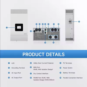Onduleurs solaires hybrides <span class=keywords><strong>EPever</strong></span> 3,5 kW 5 kW, compatibles en parallèle, OEM ODM, pour systèmes hors réseau et connectés au réseau, sortie 220 V monophasée, 48 V CA, MPPT - Product Image 6