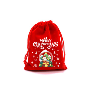 Sacs-cadeaux à cordon en tissu de Noël Taille personnalisée Marque OEM/ODM Emballage transfrontalier de biscuits à la pomme Offres Spéciales - Product Image 1