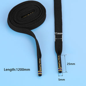 Sneaker personnalisée de haute qualité, 120 cm de long, noire et blanche, en polyester, plate de 11 mm, avec embouts imprimés du logo - Product Image 2