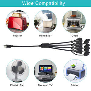 1FT NEMA 5-15P to 4x5-15R Power Extension Splitter Cable, US 3 Prong 14/16AWG Power Cord for Home Office Electrical Equipment - Product Image 3