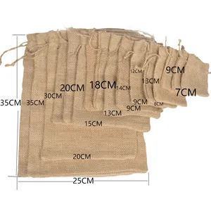Bolsa de serapilheira com cordão, atacado, impressão personalizada, logotipo, bolsa de serapilheira natural, pochete de juta eco-amigável
