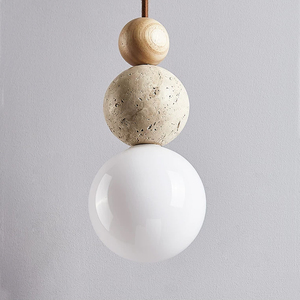 Luminaire suspendu moderne en pierre naturelle, bois et boule de verre pour <span class=keywords><strong>la</strong></span> maison et les cafés - Product Image 6