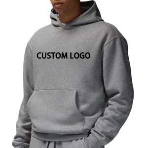 200-600 GSM Thick drop shoulder No string Hoodies cropped boxy fit sport cotton Custom logo heavyweight hoodies for mens