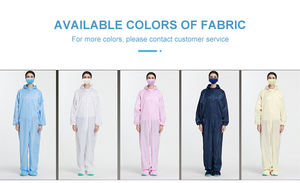 Reutilizável Lavável Poeira Livre 98% Poliéster 2% Fibra Condutiva Umpsuit ESD Sobretudo Coverall Antiestático ESD Coverall - Product Image 5