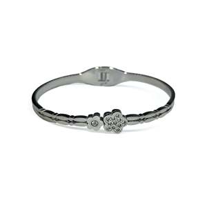Bracelet en cristal, acier inoxydable 316L, plaqué or PVD, design floral, bijoux pour femmes - Product Image 1