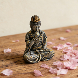 Figura de <span class=keywords><strong>Buda</strong></span> Meditando Silencioso Estilo Vintage Xi Qing, Artesanía de Resina en Forma de Barril, Adorno de Escritorio para el Día de San Valentín, Mesa de Té, Sala de Estudio - Product Image 3