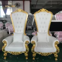 สูงกลับราคาถูกทองและเก้าอี้ไม้สีขาวเก้าอี้บัลลังก์กษัตริย์เก้าอี้แต่งงานสำหรับเหตุการณ์