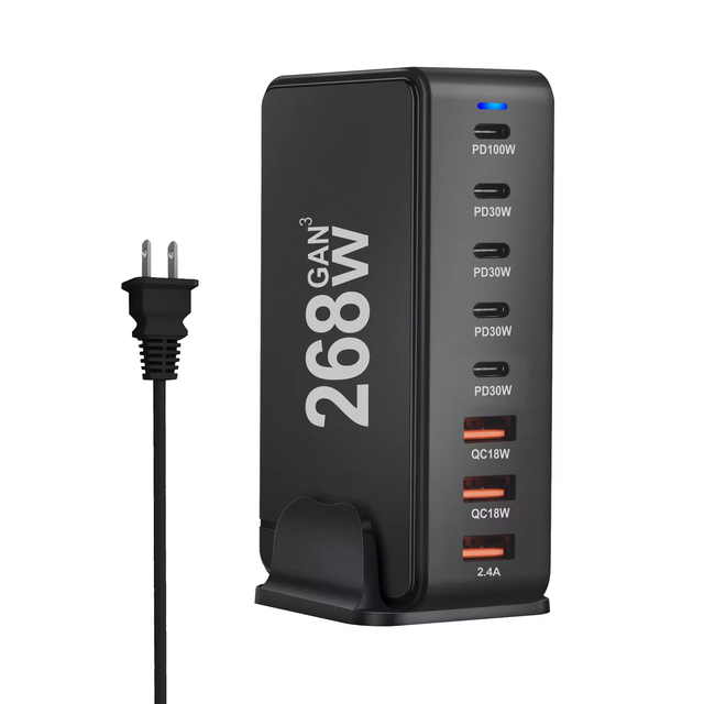 268W 100W USB C Charging Station GaN Fast Desktop Multi-USB Ports PD 65W Laptop Charger Adapter for iPhone 15 Electric PD 3.0