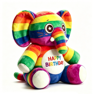 Peluche d'éléphant arc-en-ciel personnalisée, peluche d'éléphant pour anniversaire, jouet en peluche d'éléphant coloré - Product Image 2