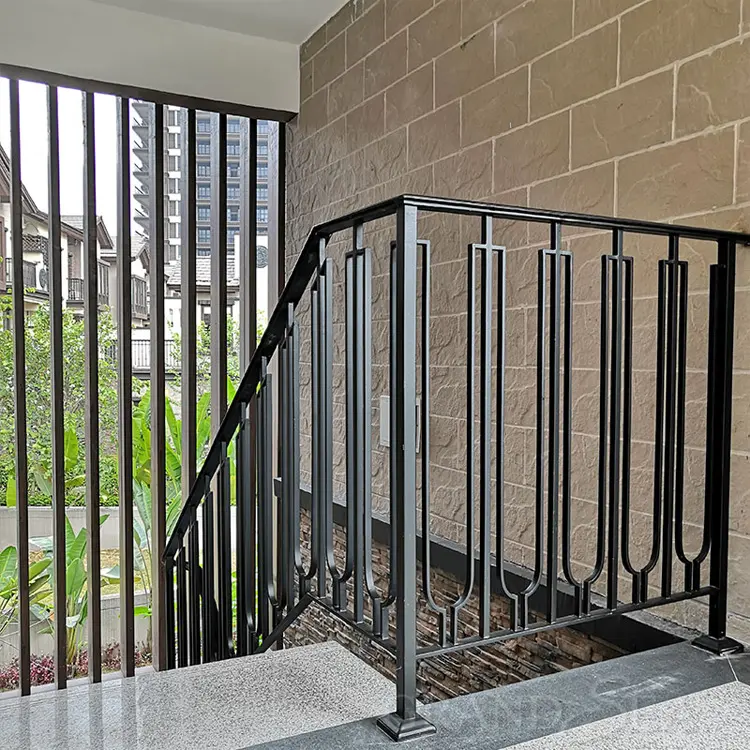 Balaustres de hierro forjado minimalistas para interior, pasamanos y pasamanos para patio, Barandilla de escalera