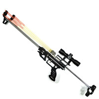 Lance-pierre de Chasse et de Tir Extérieur Télescopique en Acier Inoxydable avec Élastique Puissant de Haute Précision