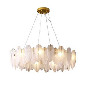 All-Copper Nordic Minimalist Design <b>Chandelier</b> for Home Elegant Luxury Pendant Light Glass Feathers for Living Room Dining Room - Product Image 4