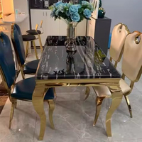 Mesa de Comedor de Acero Inoxidable Dorado para 6, 8 o 10 Personas, Venta Rápida, Mesa de Comedor al por Mayor