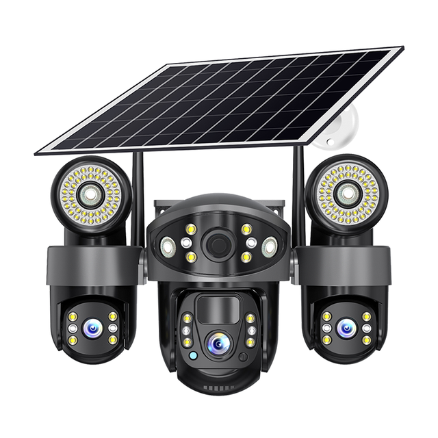 V380 Pro 4G Sim Card 3 Lens 6MP Solar Streert Light CCTV Camara De Seguridad Home Security Full Color Camera Wireless