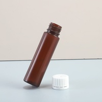 Bouteille de 50 ml en PP résistante aux hautes températures pour liquides buvables, avec couvercle résistant aux enzymes, couleur marron, sérigraphie double couche