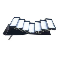 Boîte de rangement et de présentation portable pour lunettes de soleil et de vue, capacité 64 paires, valise sécurisée, finition noire brillante, vente en gros