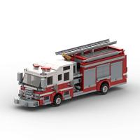 MOC-156284 Camión de Bomberos Pequeño, 6 Módulos, Juego de Bloques de Construcción Educativos, Modelo de Adornos, Ladrillos, Juguetes