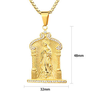 Joyería de Acero Inoxidable con Baño de Oro de 18K y Circonita Cúbica, Diseño Original de la Virgen María, Religiosa, Moderna, Resistente al Deslustre y al Agua - Product Image 2