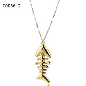 Collar con colgante de espina de pescado Amy Amy, cadena de acero inoxidable chapada en plata para mujer, joyería de regalo para uso diario - Product Image 3