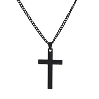 Double Sided PVD Gold Plated Stainless Steel Cross Pendant Necklace