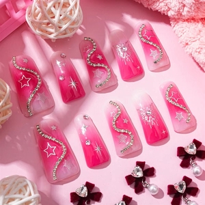 <span class=keywords><strong>Uñas</strong></span> Postizas de Prensa con Diseño de Corazón Fantasma Rosa <span class=keywords><strong>y</strong></span> Negro, <span class=keywords><strong>Uñas</strong></span> Francesas Simples <span class=keywords><strong>Blancas</strong></span> Completamente Terminadas, <span class=keywords><strong>Uñas</strong></span> Artificiales de Longitud Media - Product Image 5