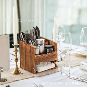 Wooden <b>Storage</b> <b>Box</b> Rectangle Standing Type Durable <b>Kitchen</b> Countertop Organizer Cutlery Holder Cabinet Organizers - Product Image 4