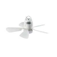 Bureau multifonctionnel 3-en-1 à lumière LED pour dortoir, bureau et camping Ventilateur de plafond intérieur avec télécommande en plastique