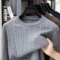 Pull décontracté haut de gamme pour homme en maille torsadée à manches longues et col rond avec broderie motif pique – Vente en gros tendance