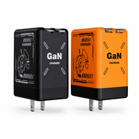 Chargeur GaN 120W double USB-C, adaptateur mural à charge rapide OTP/OVP, prise US pour MacBook/ordinateur portable, noir/orange, voyage