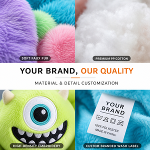 Llavero de peluche personalizado con diseño de monstruo y ojo bordado, fabricante de juguetes de peluche con diseño personalizado, juguete suave, OEM, ODM, logotipo de marca - Product Image 5