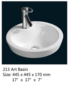 Lavabo de cerámica duradero moderno con acabado brillante para restaurantes comerciales Baños públicos Hoteles Hospitales Villas - Product Image 2