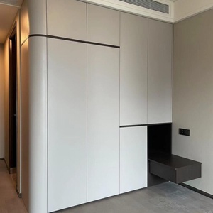 Armoire murale à étagères ouvertes avec éclairage LED incurvé, design moderne minimaliste, panneaux plats, construction écologique, autoportante pour la maison - Product Image 3
