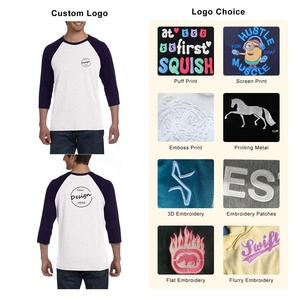 T-shirt populaire pour homme, coupe classique, basique, col rond, couleur contrastante, longueur standard, manches raglan, en Spandex/Coton, écologique, 180g - Product Image 2