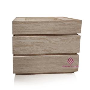 Luxury Roman Travertine Marble Vanity Double Sink Elegant <strong>Bathroom</strong> Furniture for Hotels and Villas - Product Image 4