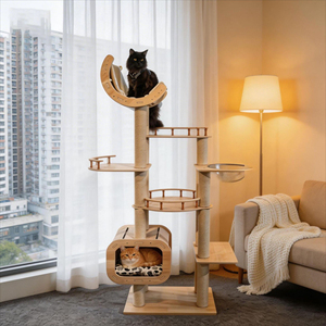 Multi Level <strong>Cat</strong> Tree <strong>With</strong> Wooden Frame Space Capsule <strong>Bed</strong> Sisal <strong>Scratching</strong> <strong>Posts</strong> And Perches For Indoor Use - Product Image 2