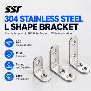 Modern <b>Stainless</b> <b>Steel</b> 90 Degree Right <b>Angle</b> <b>Bracket</b> Connector for Wood Shelves Furniture Cabinets Easy Assembly Multiple - Product Image 1