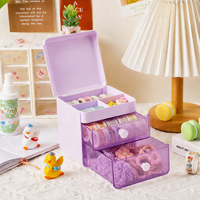 Meuble de Rangement de Bureau à 2 Tiroirs pour Dortoir, Organisateur Personnalisé pour Pinces à Cheveux, Boucles d'Oreilles, Bagues, Bijoux, Petites Breloques, Bureau, Dortoir